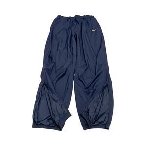 Nike 90s 2000s Vintage Basketball pants ankle zip navy embroidered swoosh Y2K XL